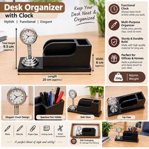 Vintage Style Desk Organizer with Clock