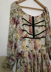 Floral Print Long Sleeve Mini Dress