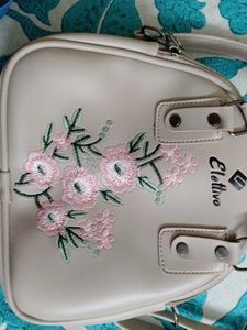 Elettivo Beige Embroidered Handbag