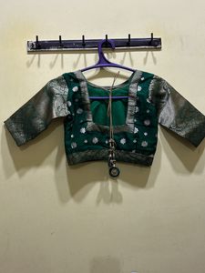 Organza Green Colour Half Saree