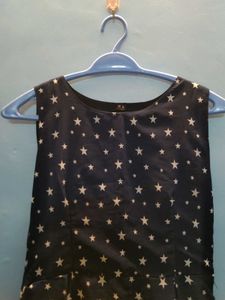 Navy Star Print Fit and Flare Dress
