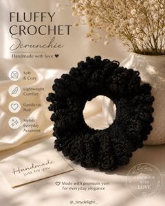 Lacy mesh  Crochet Scrunchie - Handmade