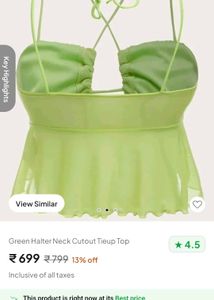 Sheer Green Tie-Front Top
