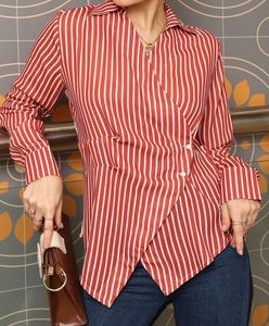 Chic Striped Wrap Blouse