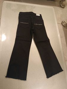 Black Flare Jeans with Raw Hem