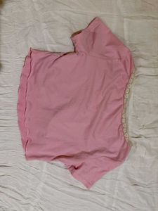 Cute Pink Lace Trim Top