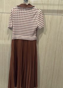 Vintage Inspired Brown &amp; White A-Line Dress