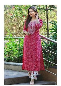 Beautiful Pink Bandhani Kurta Set