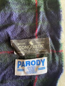 korea Navy Green Check Wool‑Touch Scarf