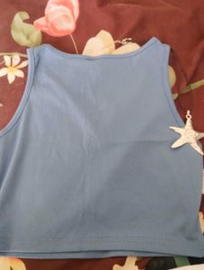 Blue Ribbed Tank Top