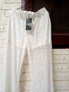Elegant White Lace Palazzo Pants