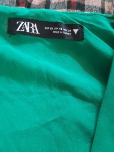 Zara Chic Green V-Neck Mini Dress