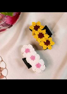 Crochet Flower Claw Clips &amp; keychain combo