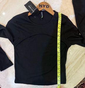 Black Cut-out Long Sleeve Top