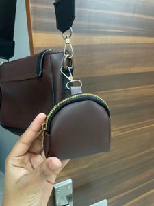 Brown Crossbody Bag with Black Strap