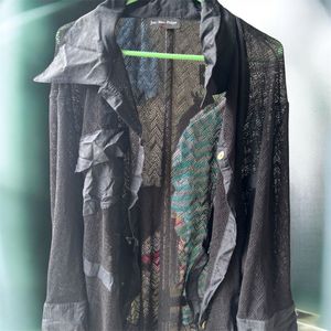 Chic Black Open-Knit Cardigan