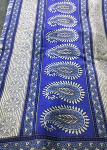Blue Paisley Saree without blouse