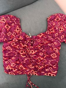 Boho Print Smocked Crop Top