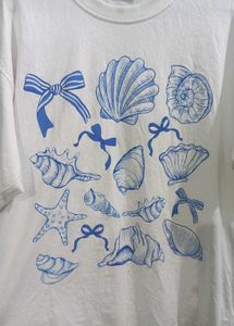 White Seashell Print T-Shirt
