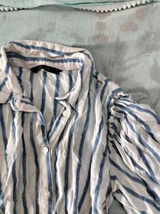 Blue and White Striped Relaxed Fit Tunic