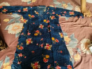 Blue Floral printed straight Kurta 3 years old