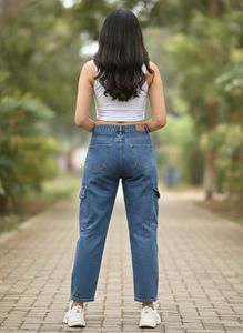Blue Denim Cargo Jeans