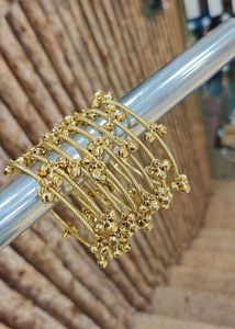 Kashmiri chudi Golden Jingle Bell Bangle Set