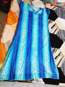 Blue Striped Cotton Maxi
