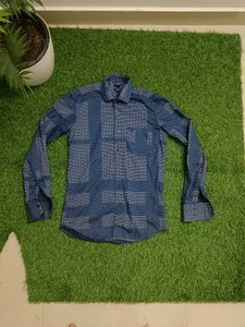 Men's Blue Geometric Print Shirt