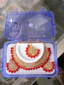 Red &amp; Gold Indian Jewelry Set