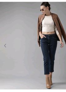 Straight Fit Stretchable Crop Jeans