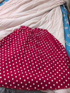 Red Polka Dot Pleated Skirt