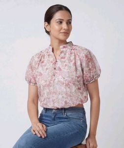 Pink High Neck Casual Top