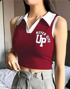 Green Collared Crop Top
