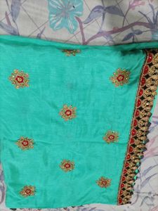 Beautiful Teal Embroidered Saree