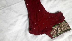 Embroidered Maroon Sari