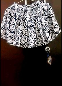Black &amp; White Patterned Mini Skirt With Short