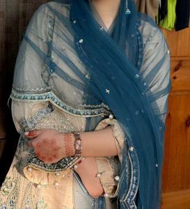 elegant party wear suit duppta and farshi shalwar