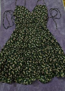 Black floral backless dress