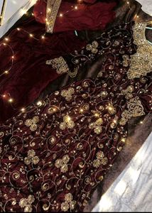 Embroidered Velvet Lehenga Choli Set