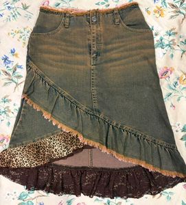Leopard print skirt and sheer top