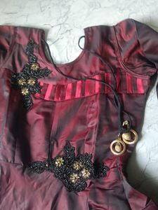 Maroon Gown With Handwork