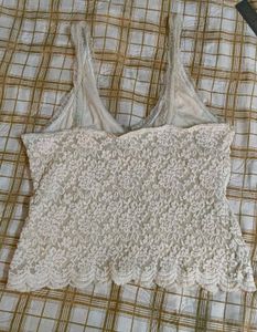Cream Lace Camisole Tank Top