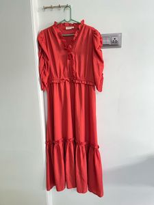 Chic Orange Midi Dress