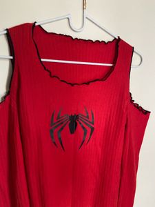 Red Spider Web Cold Shoulder Top