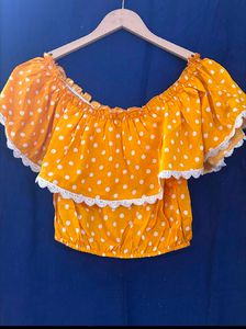 Yellow Polka Dot Off-Shoulder Top