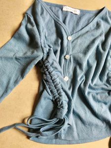 Korean Ruched Long Sleeve Top