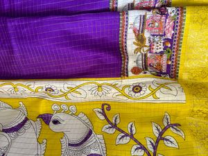 elegant Purple Saree with  unstitched blouse