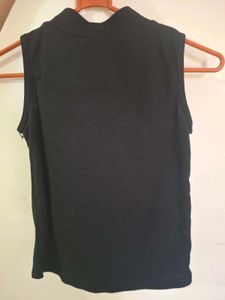 Black Ribbed Mock Neck Tank