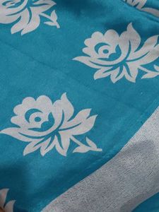 Beautiful Blue Saree with Floral Print